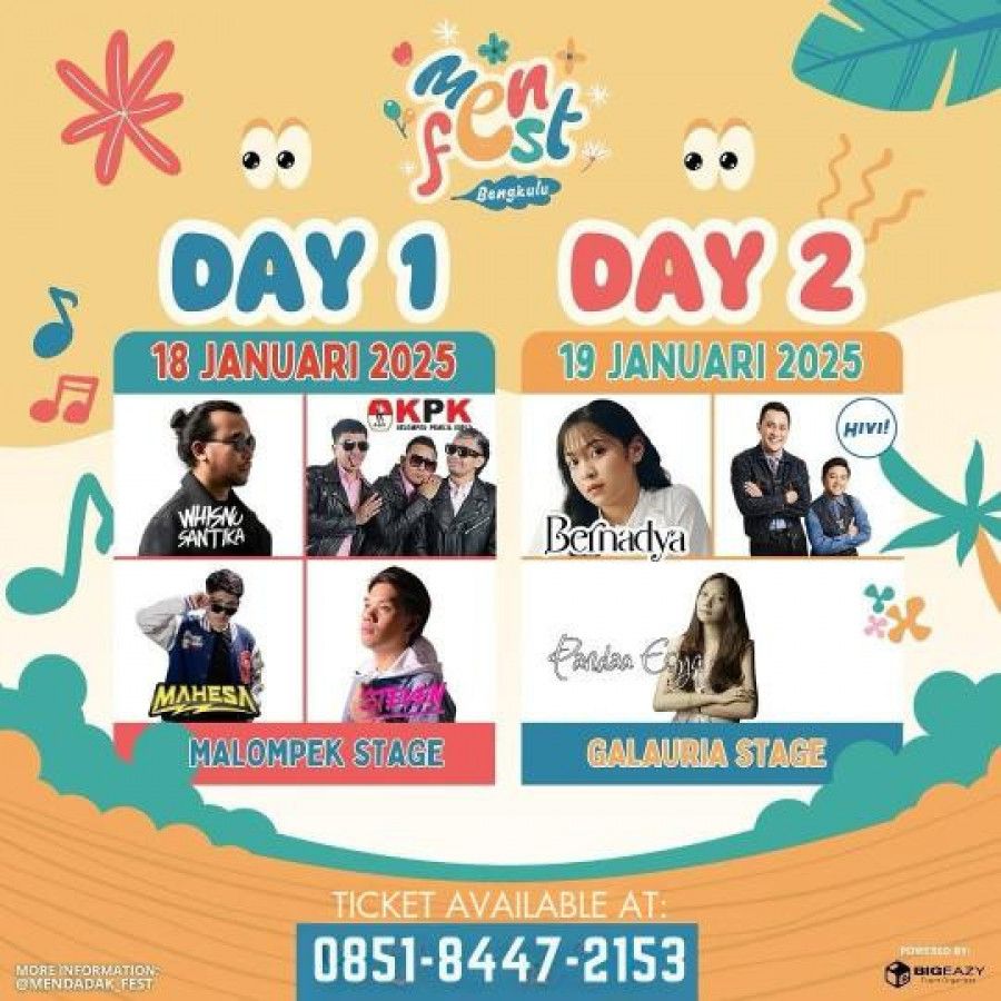 Bernadya dan Line-up Artis Ternama akan Tampil di Mendadak Fest Bengkulu!