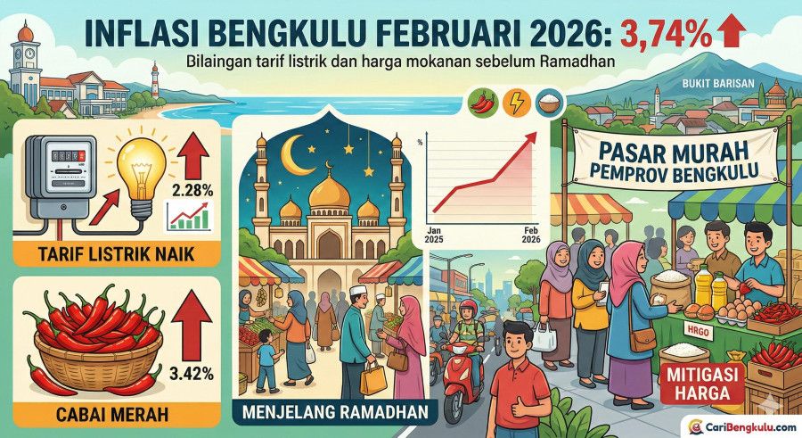 Jelang Ramadhan, Inflasi Bengkulu Februari 2026 Capai 3,74 Persen: Tarif Listrik Jadi Pemicu Utama!