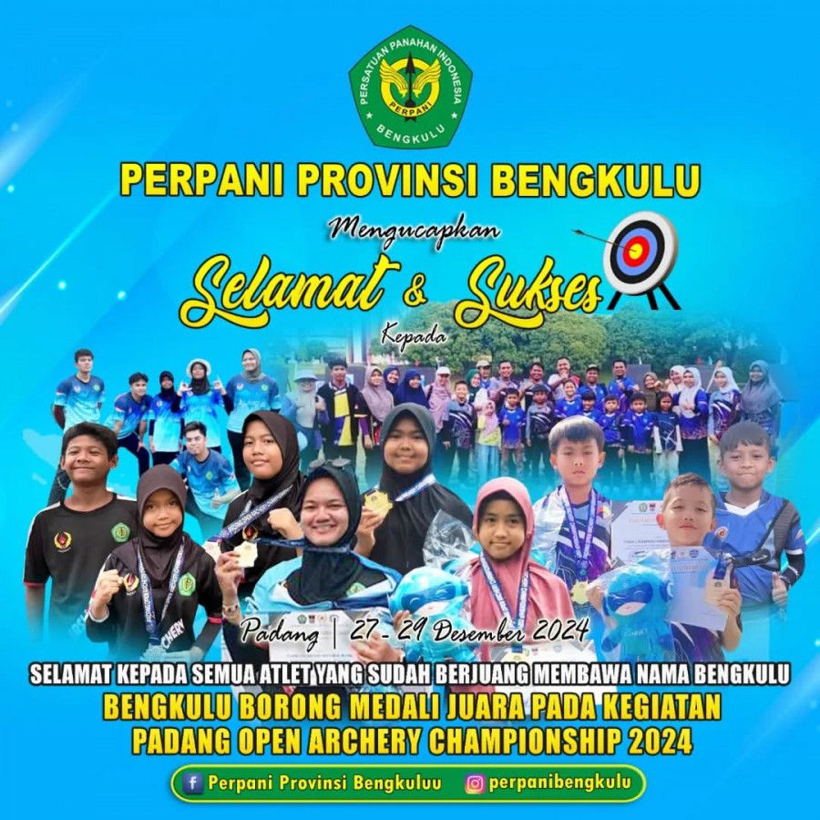 Prestasi Membanggakan Atlet Bengkulu di Padang Open Archery Championship Desember 2024