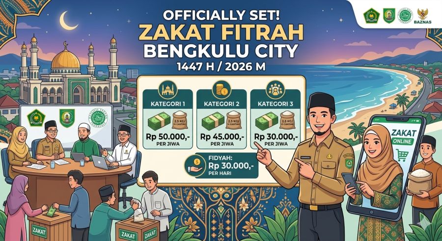 Resmi Ditetapkan! Ini Rincian Lengkap Besaran Zakat Fitrah 1447 H di Kota Bengkulu, Tertinggi Rp50 Ribu